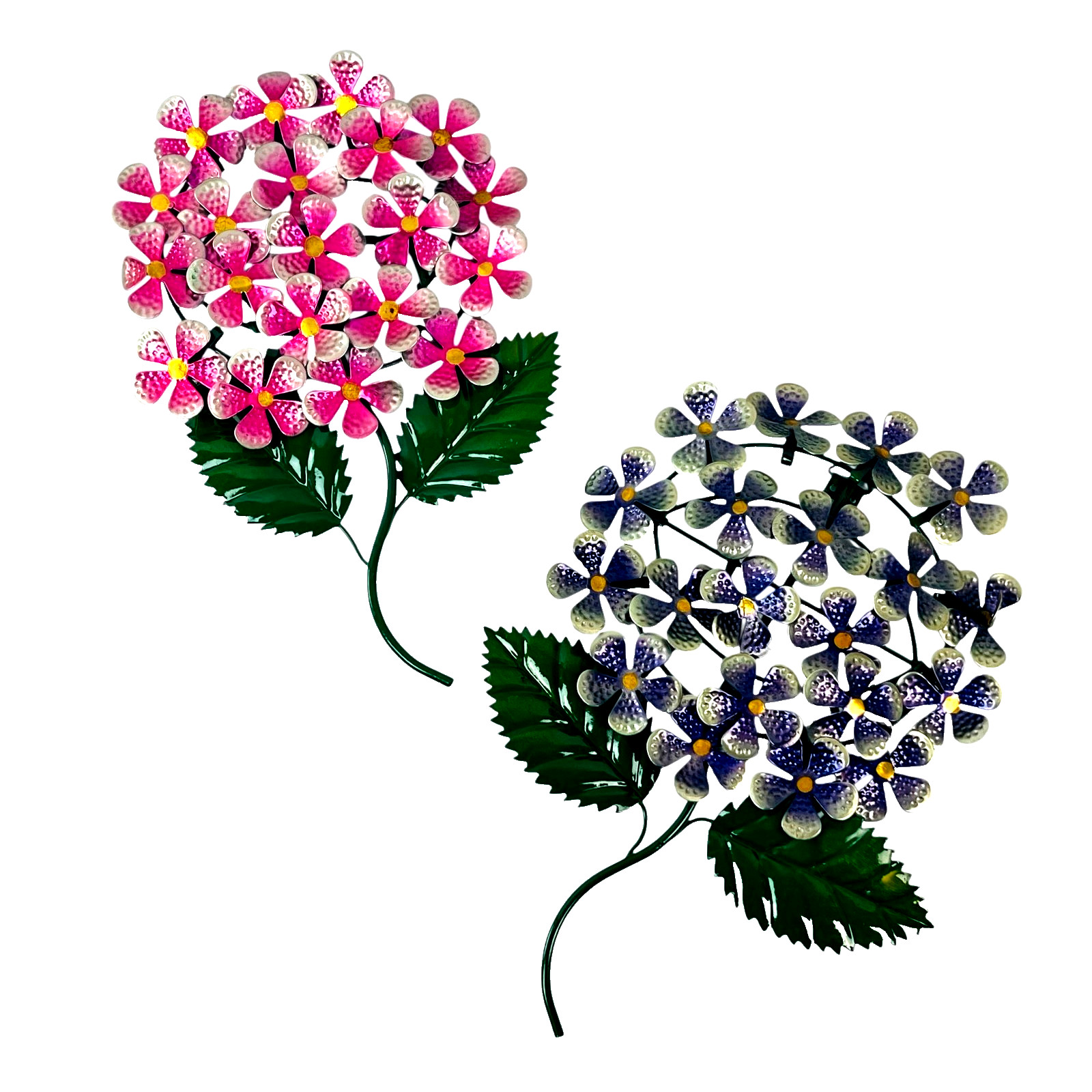 Metal Floral Boquets Hanging Art Set 2 Wall Decor Patio Sunroom Indoor Outdoor