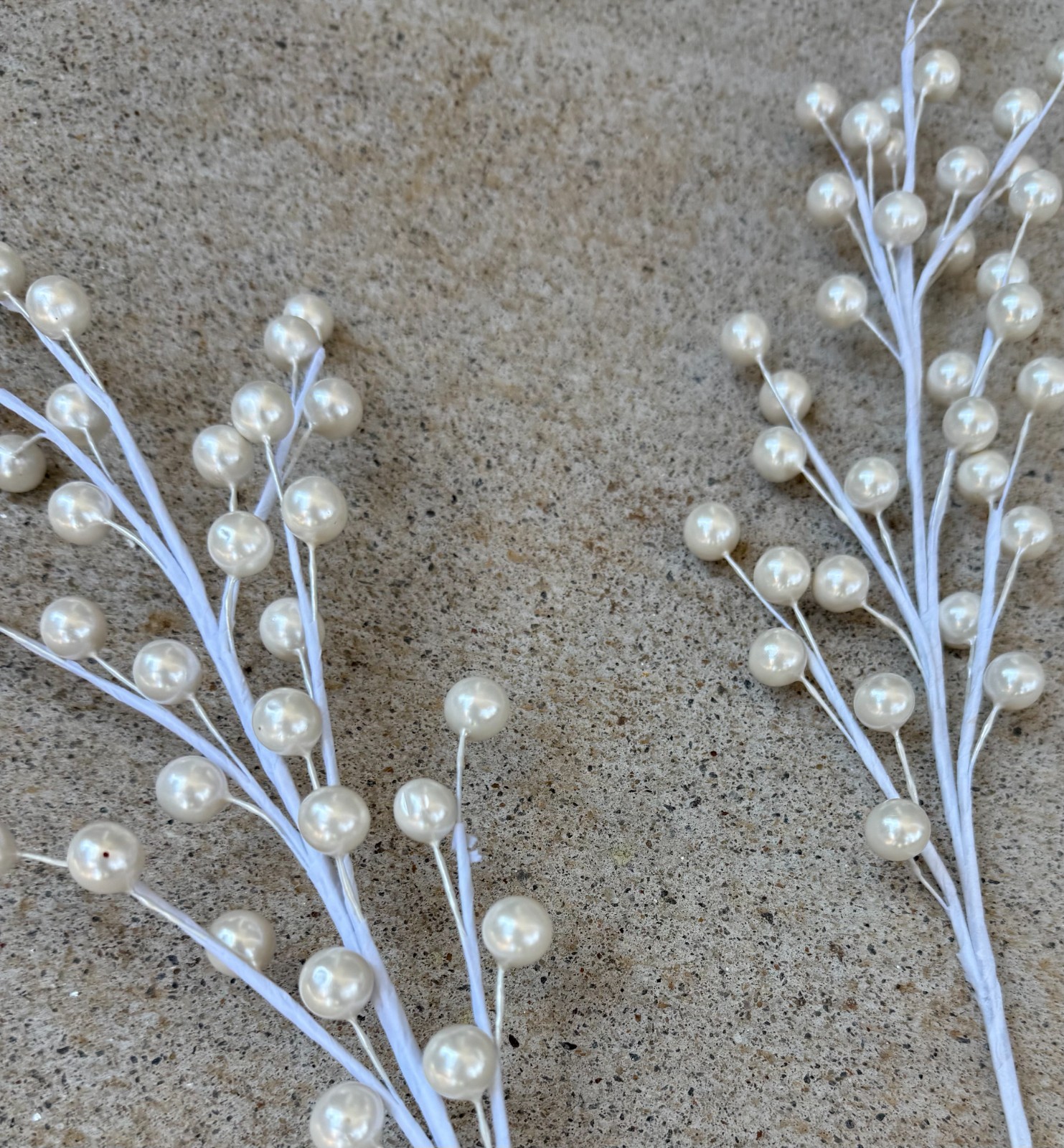 perl white wedding decor or wreath branches for winter or Christmas