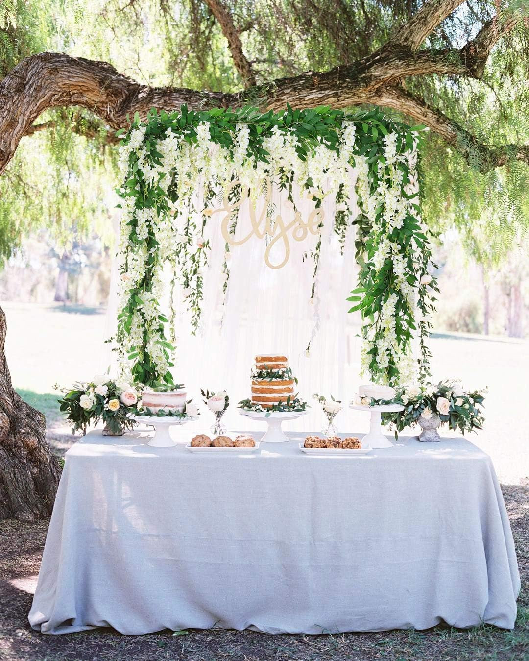 2Pcs 6Ft/Piece Artificial Flowers Wisteria Garland Artificial Wisteria Vine Hang