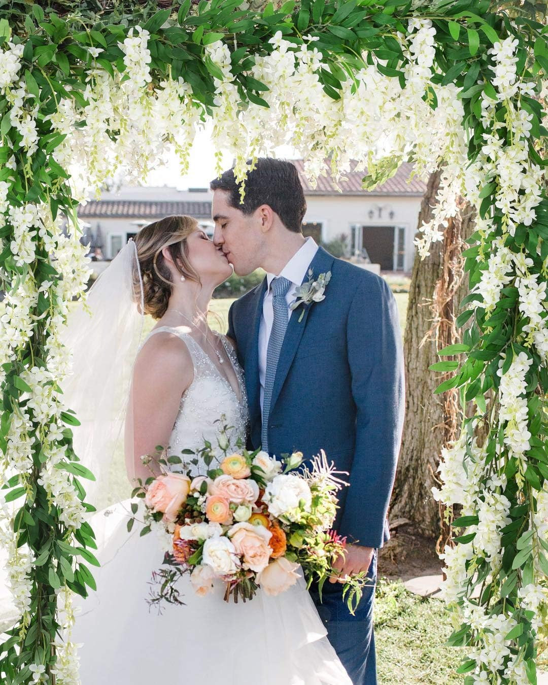 2Pcs 6Ft/Piece Artificial Flowers Wisteria Garland Artificial Wisteria Vine Hang