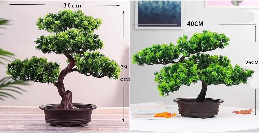 KOET Artificial Bonsai Pine Tree, 11Inch Faux Potted Plant Desk Display 2