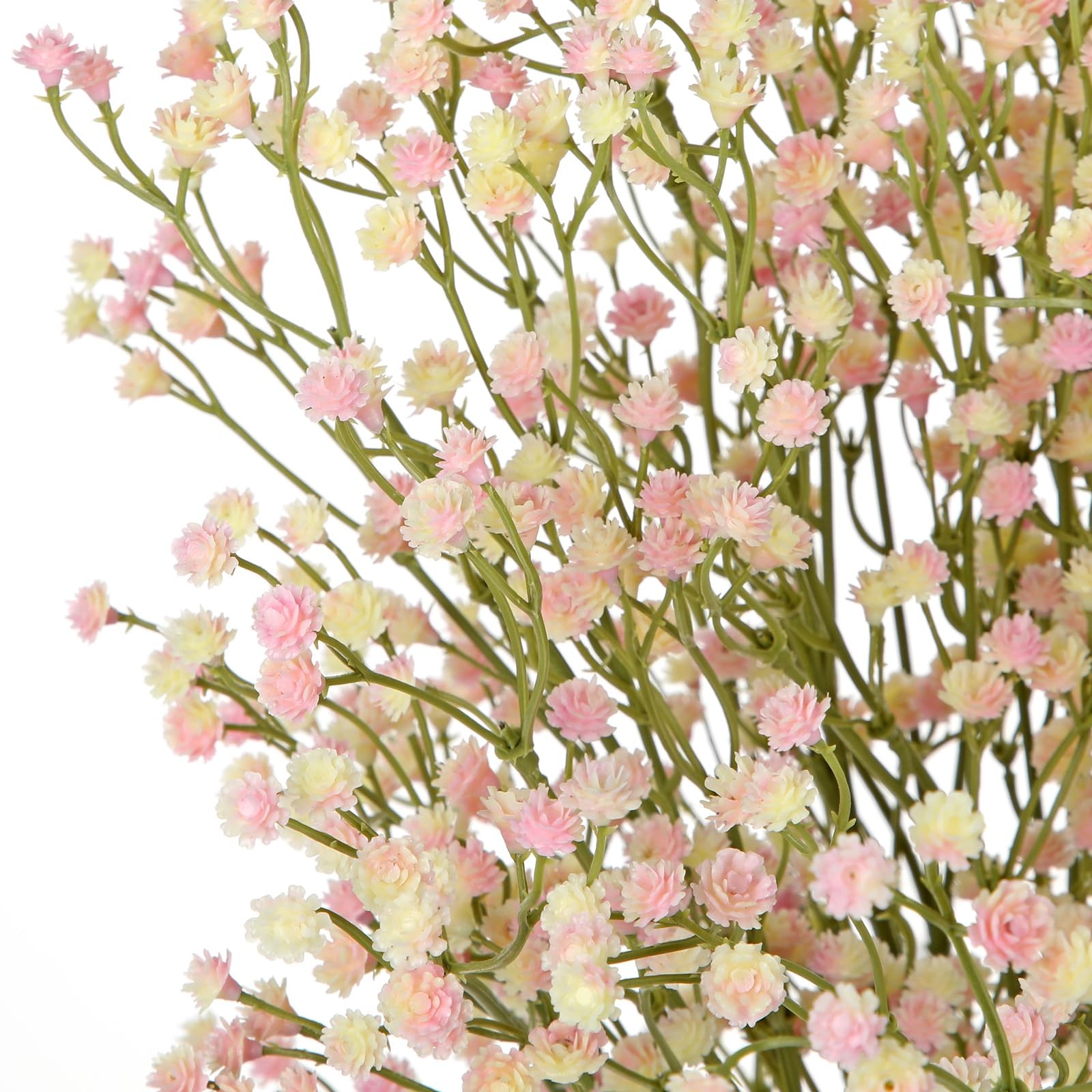 DILATATA Pink Baby’s Breath Artificial Flowers 3 Branches 8 Pack Wedding Home
