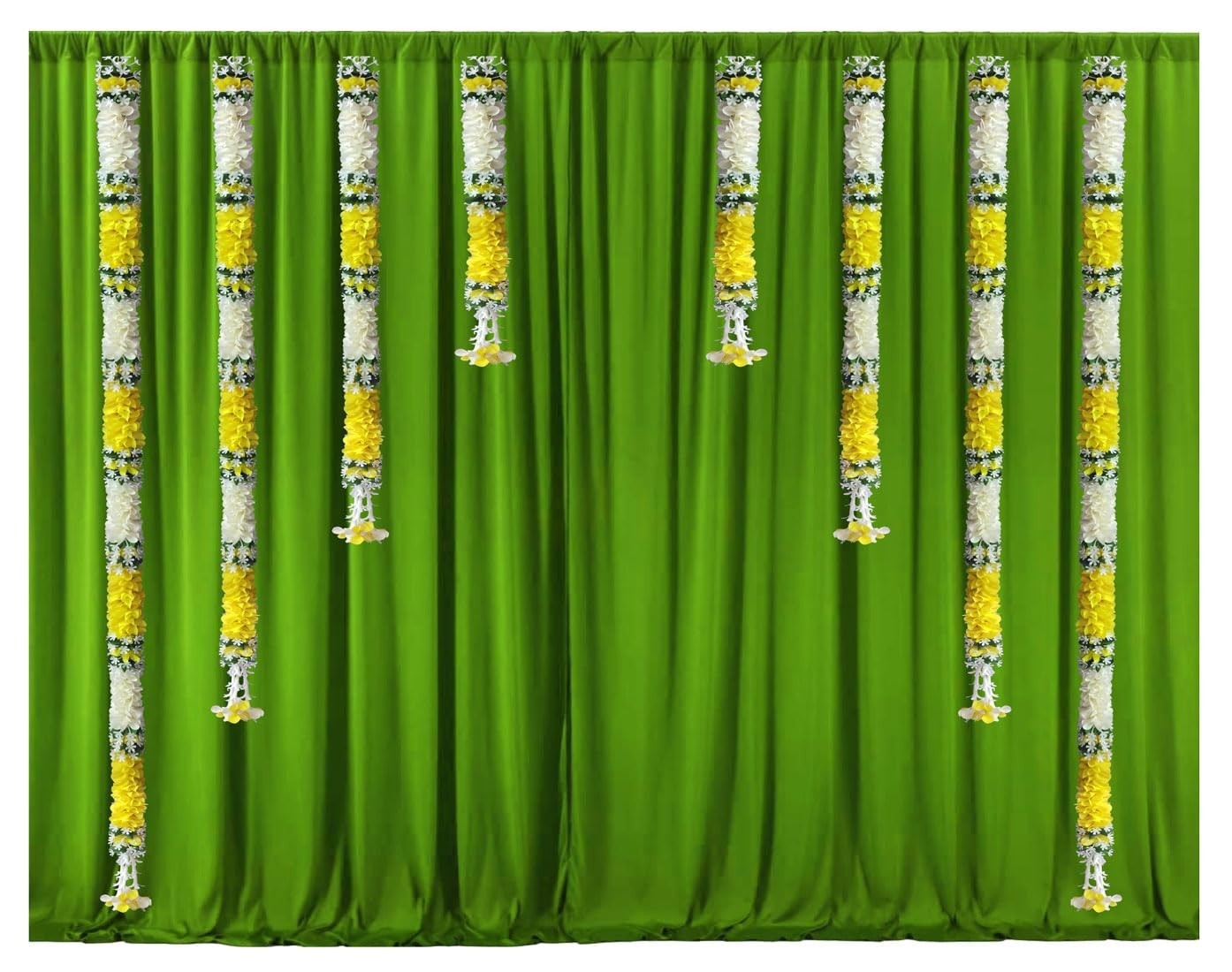 Backdrops Garland for Home Curtain Decoration Diwali Set of 8 Yellow