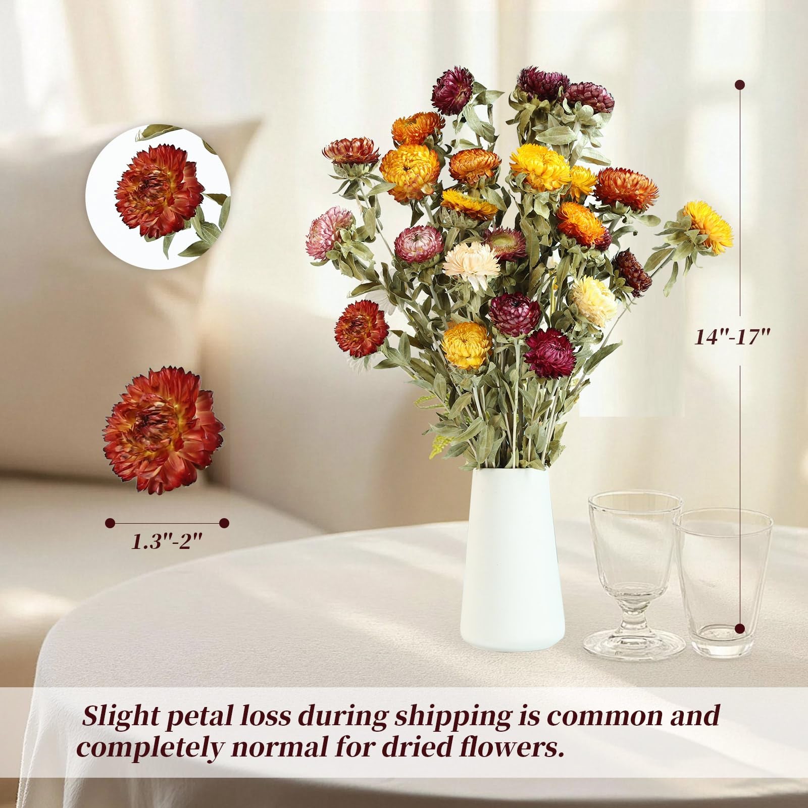 Natural Dried Daisy Flowers Bouquet 20 PCS Multicolor Decor DIY Craft Fall