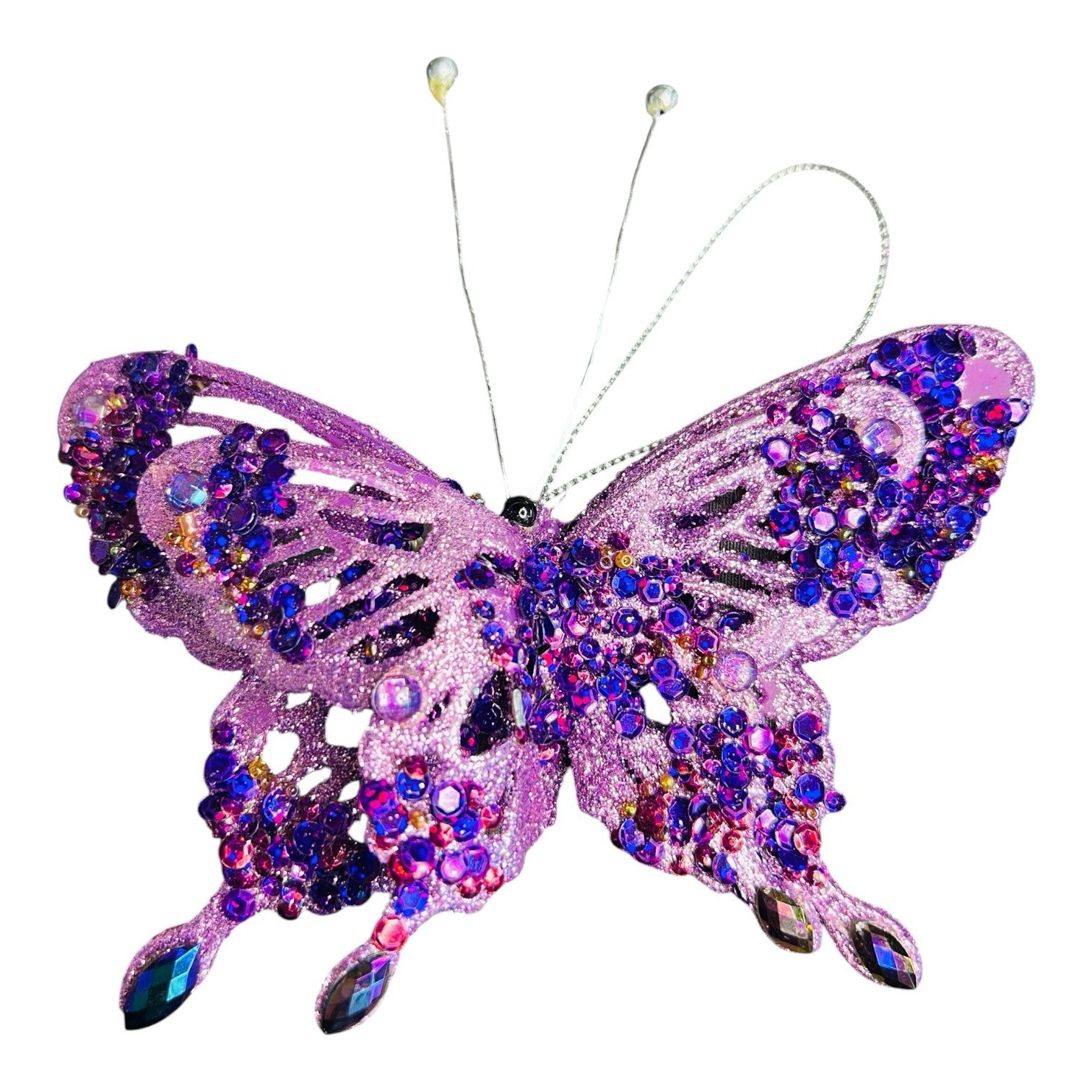 Purple Shimmery Rhinestone Floral Arrangement/Hanging Ornament Butterflies
