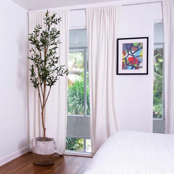 7ft Olive Minimalist Artificial Tree with Natural Trunk Home Decor. Retail $149