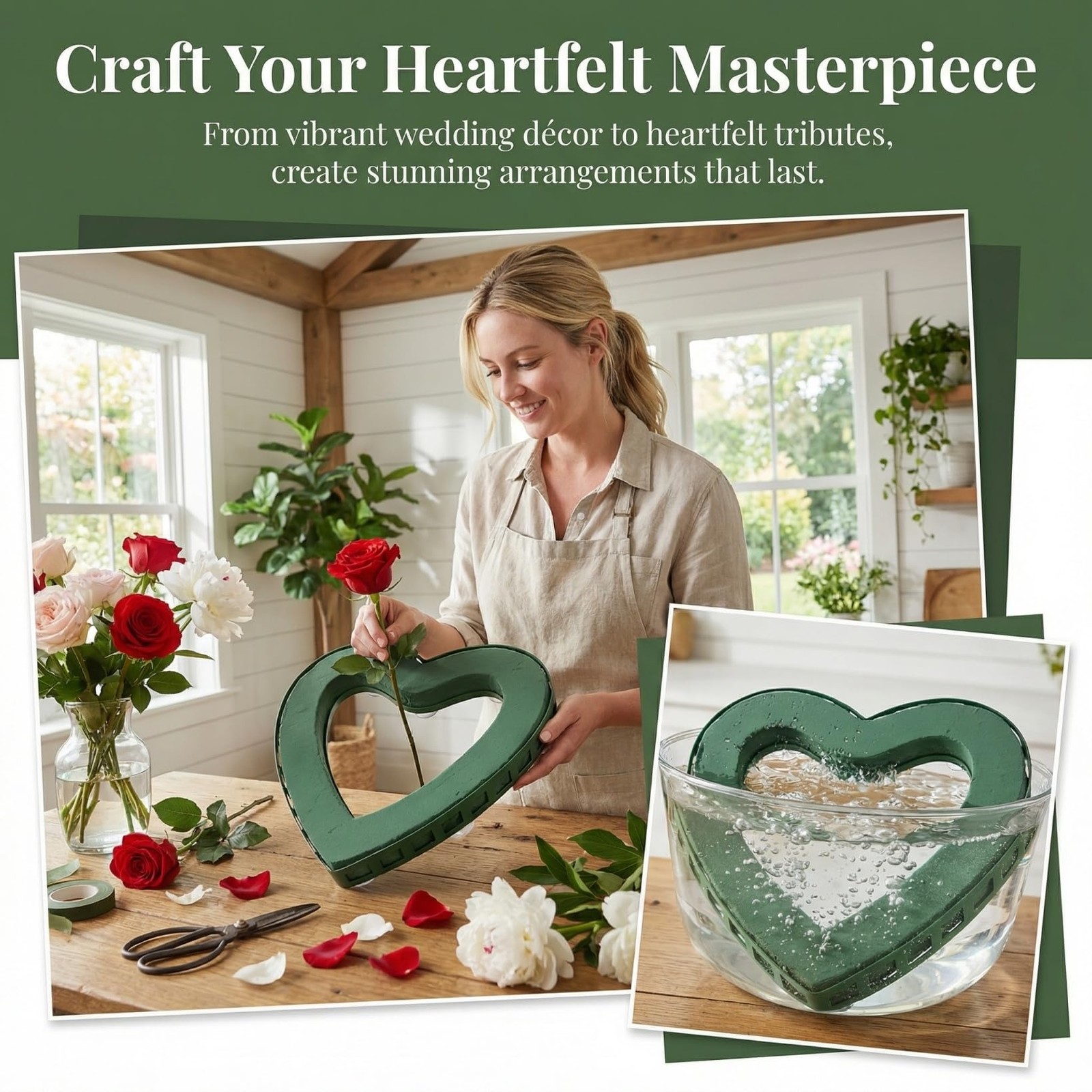 Heart Shaped Floral Foam Cage Suction Cup Fresh Artificial Dry Wet Holder