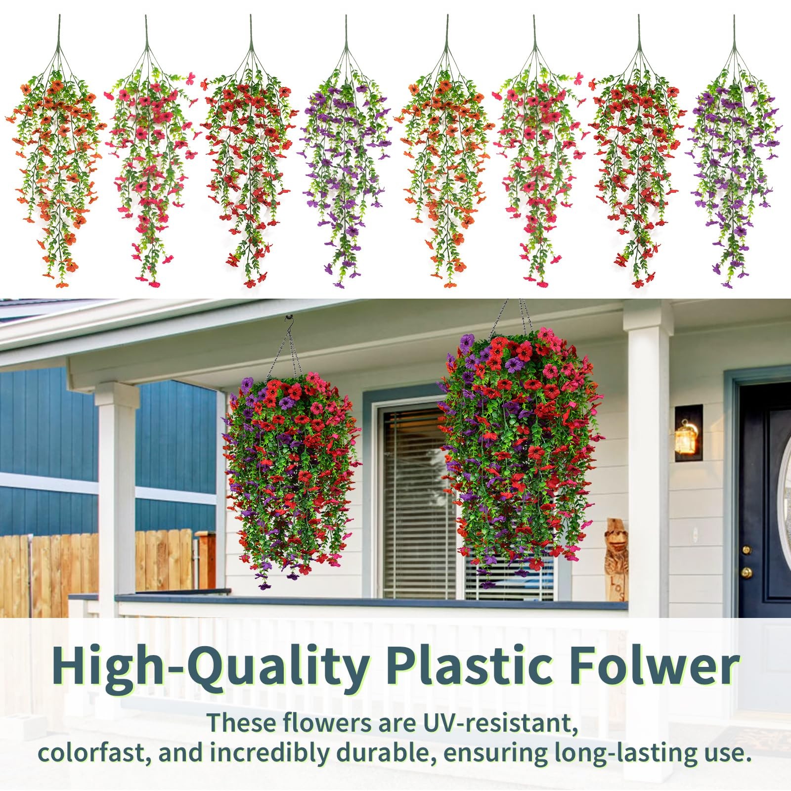 8 Pack Mix Color Artificial Hanging Flowers Silk Colorful Daisy for Fake Plan…