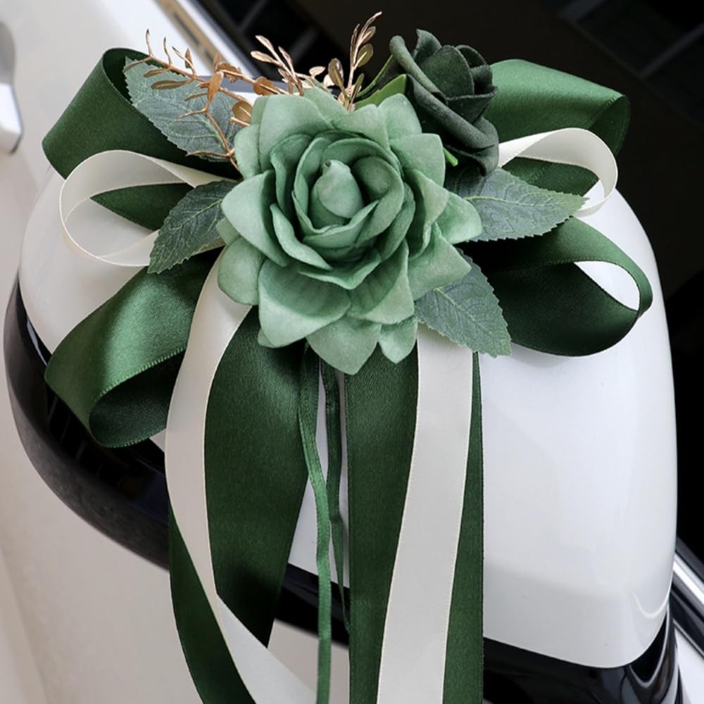 2 Packs Decorative Flowers for Wedding Car Mirror,14 Inch Wedding Car Door Ha…