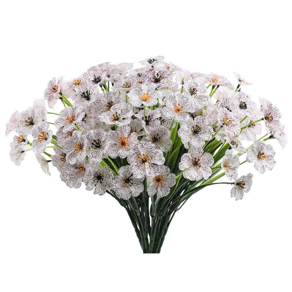 6 Bundles Artificial Flowers Outdoor UV Resistant Fake Violet Flowers Home Decor