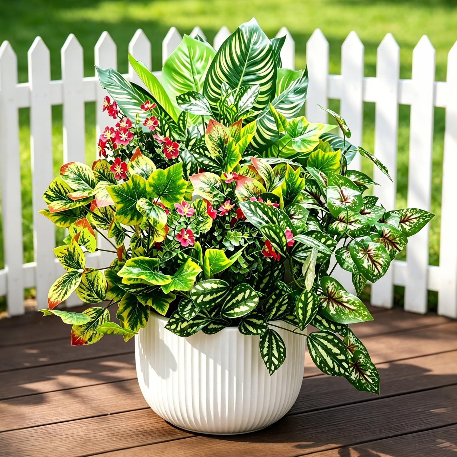 New Best Outdoor Artificial Plants UV Resistant 12 Bundle Red Faux for Planters