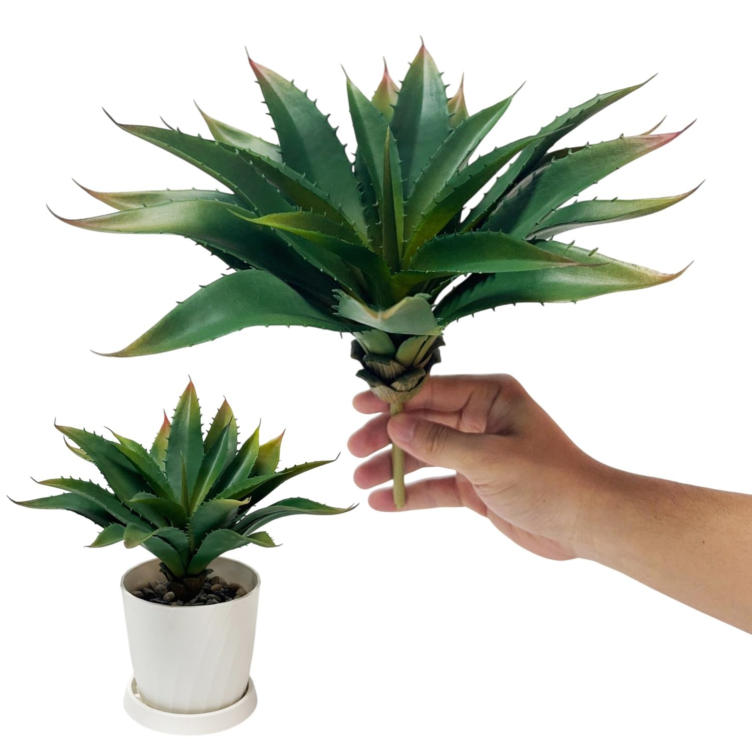 TETOU 12.5 Inch Artificial Aloe Plant – Large Faux Succulents (Unpotted), Rea…