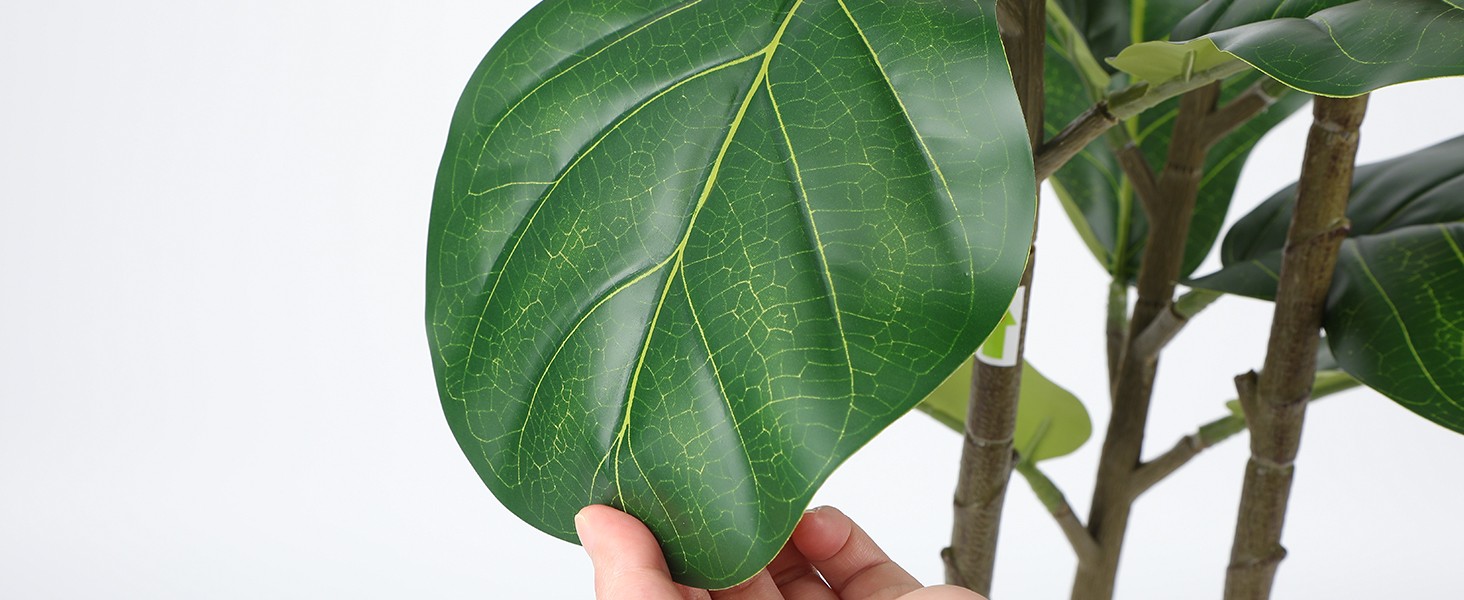 6FT Artificial Fiddle Leaf Fig Tree with White Planter Pot, 6 feet Tall Fake
