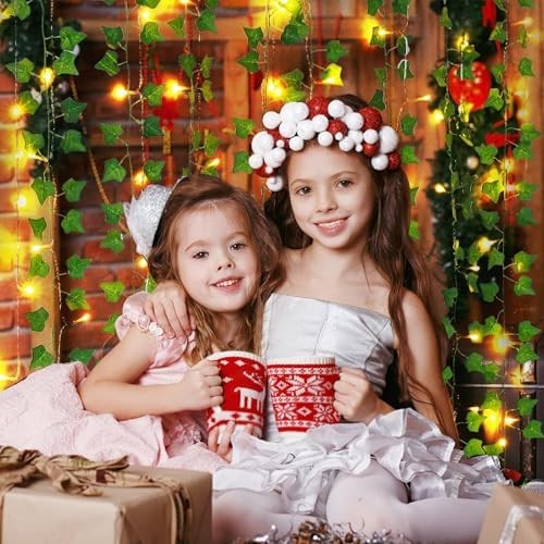 Fake Vines for Room Decor(12 Pack 84 FT),with CE Certified 80 LED String Lights,