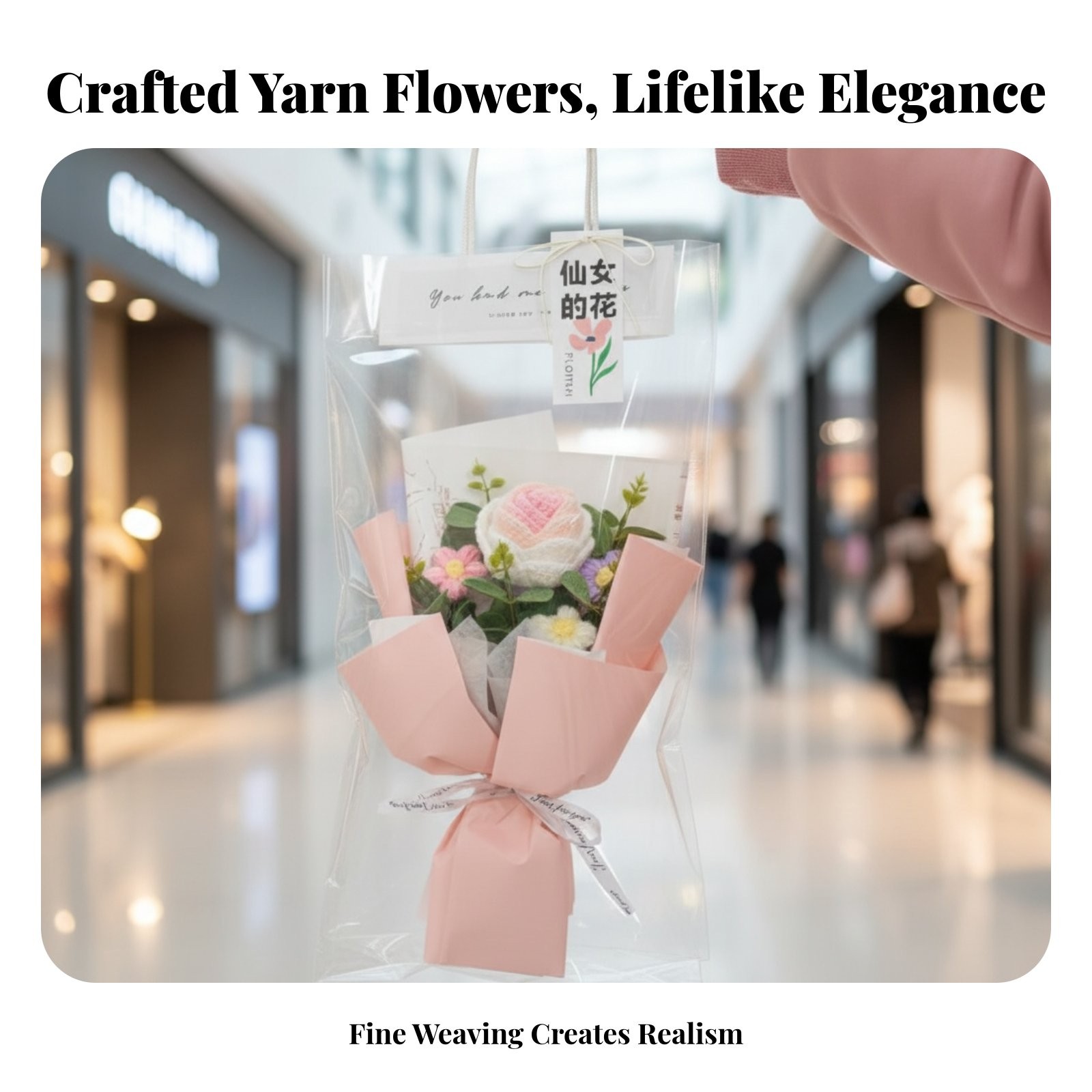 Knitting Flower Finished Tabletop Handmade Home Decor