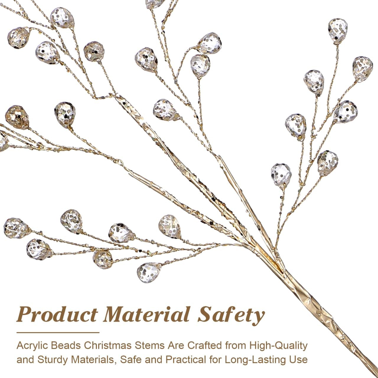 6 Pcs Acrylic Bead Drop Stems Artificial Flower Stem Branches Bridal Picks for W