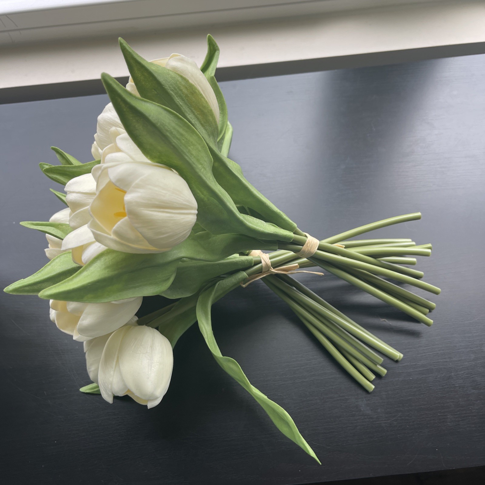 24Pcs Fake Tulips Artificial Flowers PU Artificial Tulips Real Touch milk white
