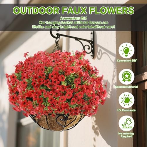 Artificial Flowers Fake Plants for Outdoors Artificial Flowers(13 Pcs) Red