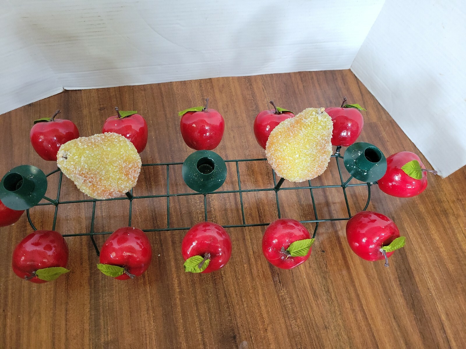 Faux Fruit Apples And Pairs Large Oblong Floral Arrangement Form With 3…