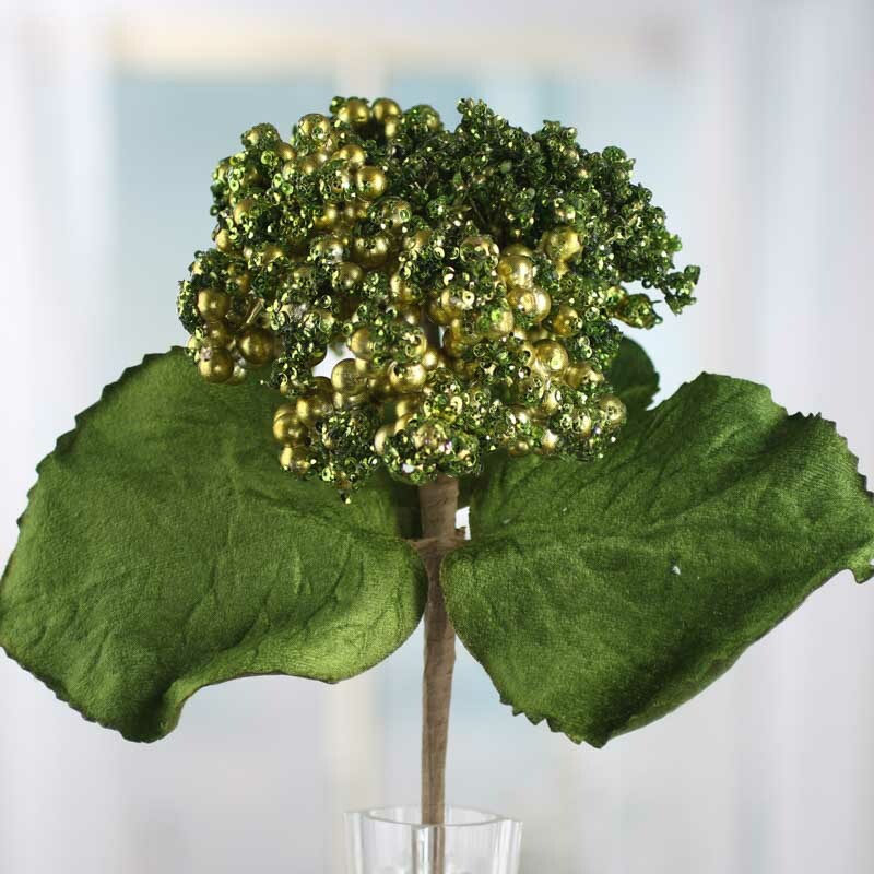 Green Sequined Berry Cluster Embellishing Pick