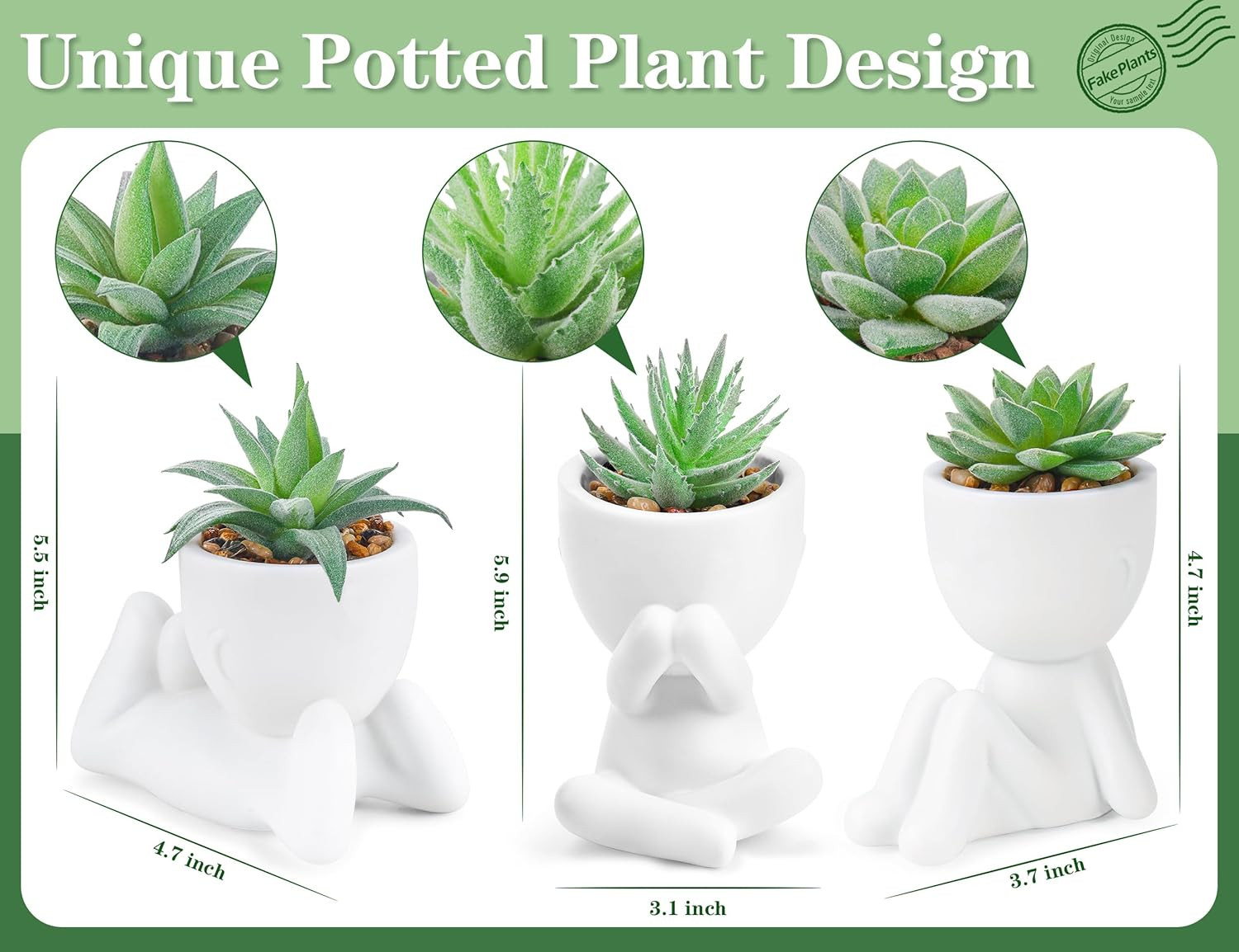 3 Pack Fake Plants Artificial Succulents Plants for Room Bathroom Home Office…