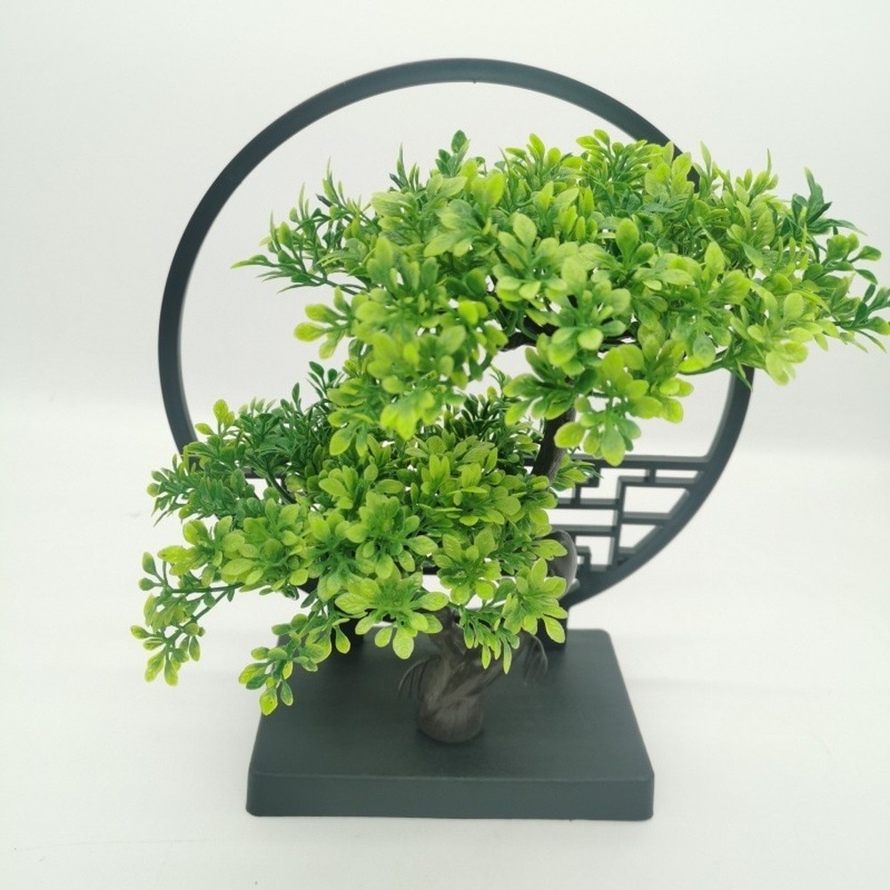 Artificial Pine Bonsai Plant for Desk Table Shelf Entryway 25cm Tall Green