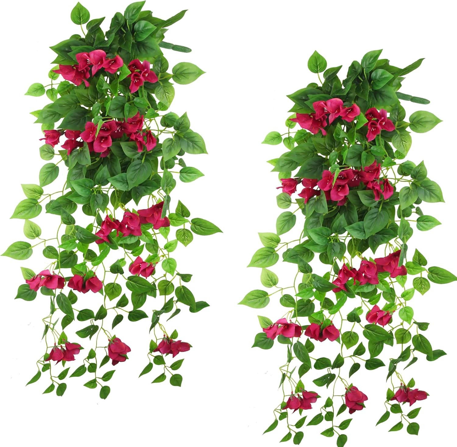 2 Pcs Artificial Hanging Flowers for Outdoors Bougainvillea Artificial Vines Ros
