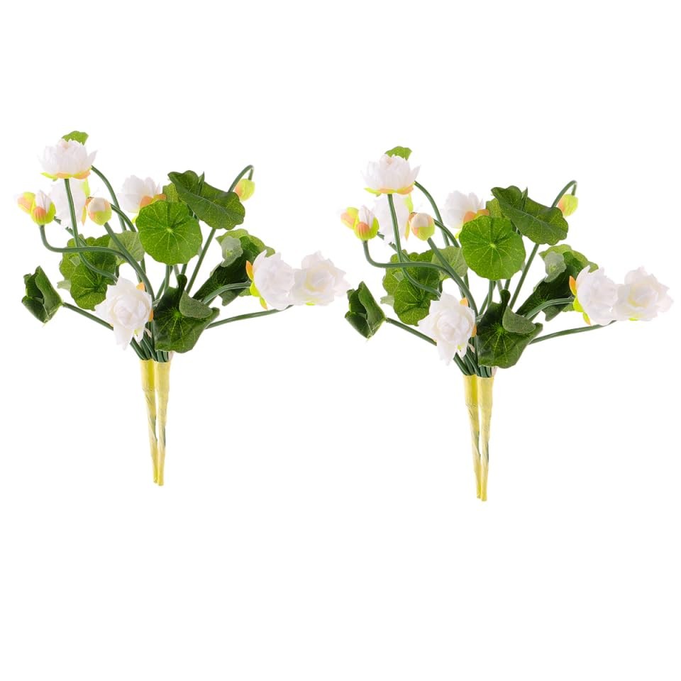 2 Pcs Artificial Lotus Flower Stems Fake Lotus Bouquet Faux Flower Picks Flor…