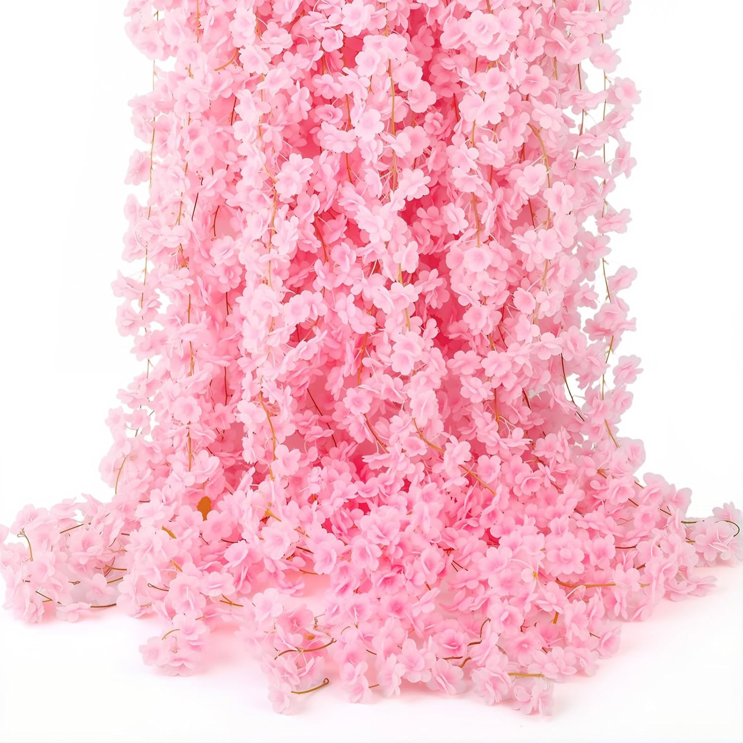 8 PCS 47.2Ft Artificial Cherry Blossom Garland Pink Sakura Flower Vines Hanging