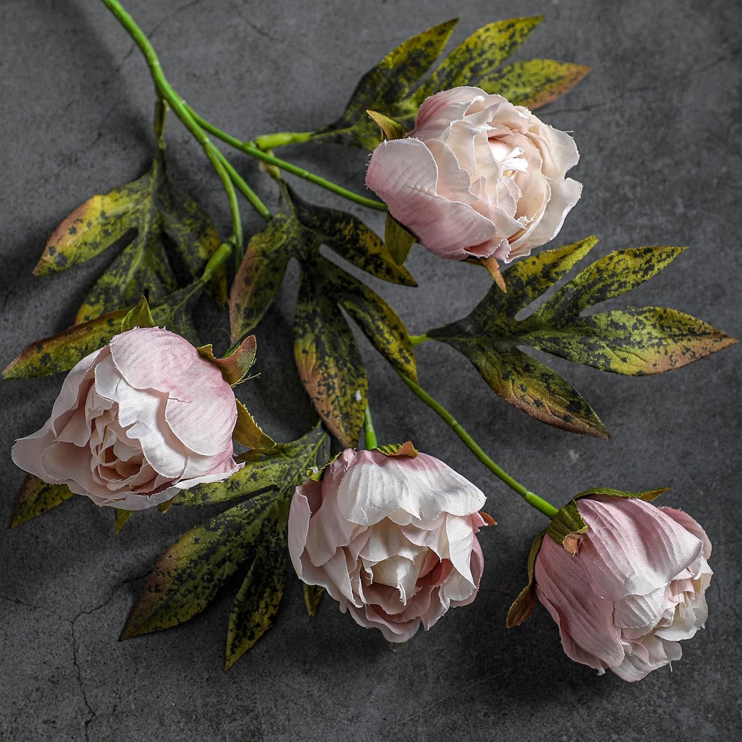 Peonies Artificial Flowers Branch Bulk,8 Pcs,Brownish