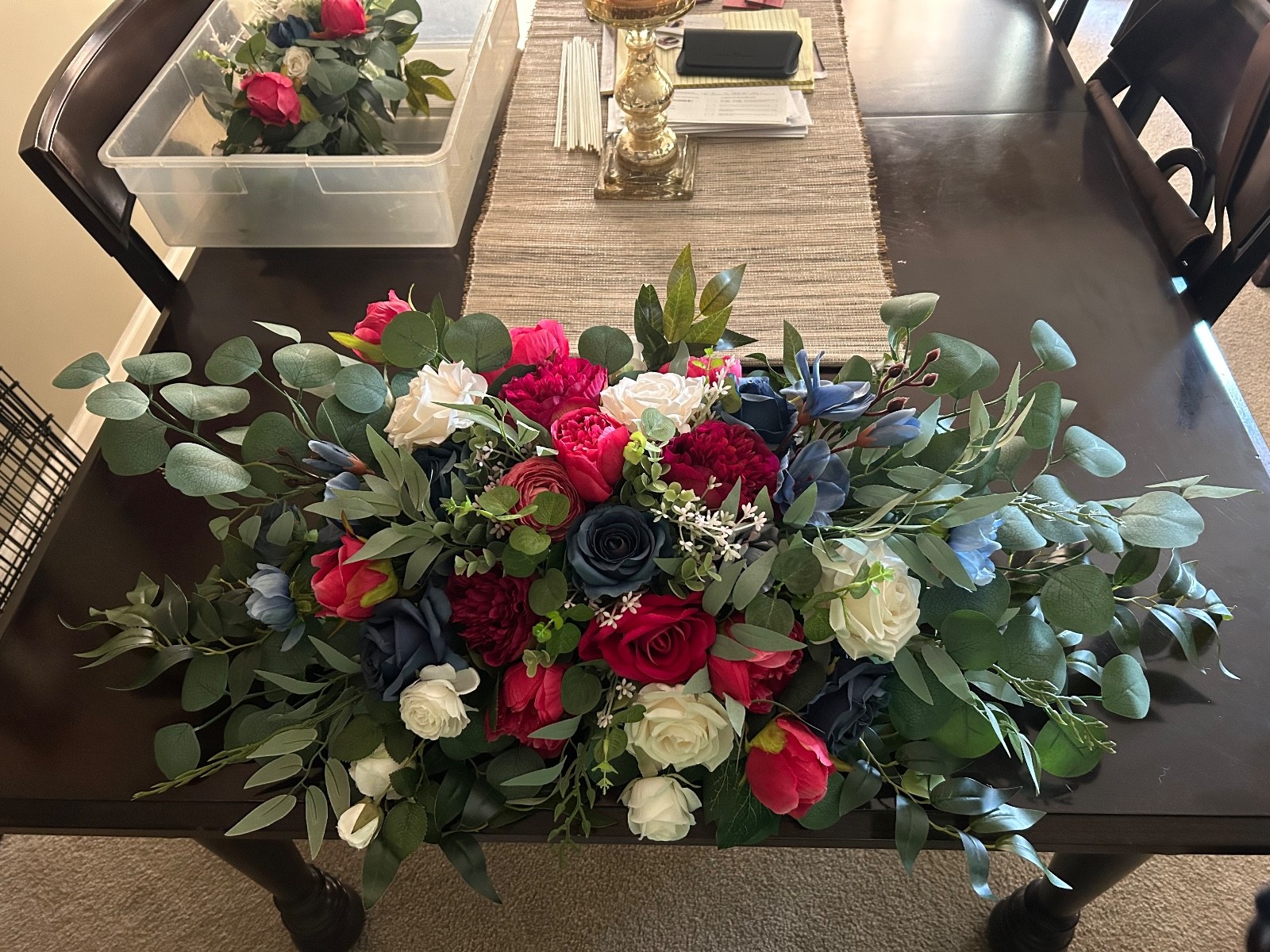 Artifical arch flowers 2 Pieces fuchsia, Navy and White