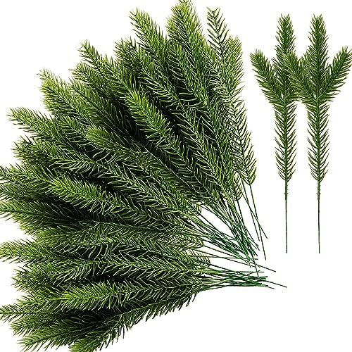 45 Packs Artificial Pine Needles Branches Garland- 10.2 x 2.5 Inch Green