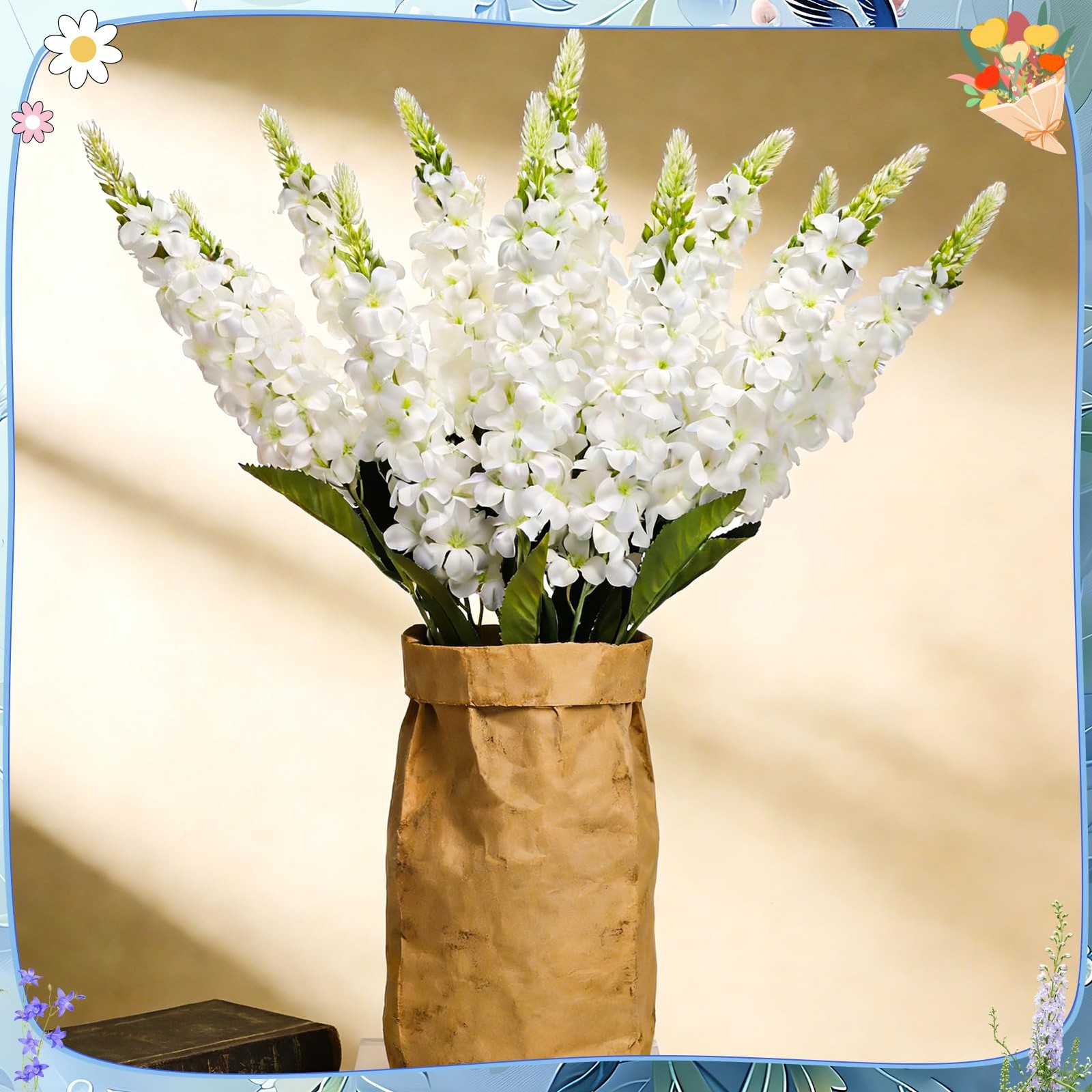 15 Pcs Delphinium Artificial Flowers for Decoration, 27.5 Inch Long Stem Lark…
