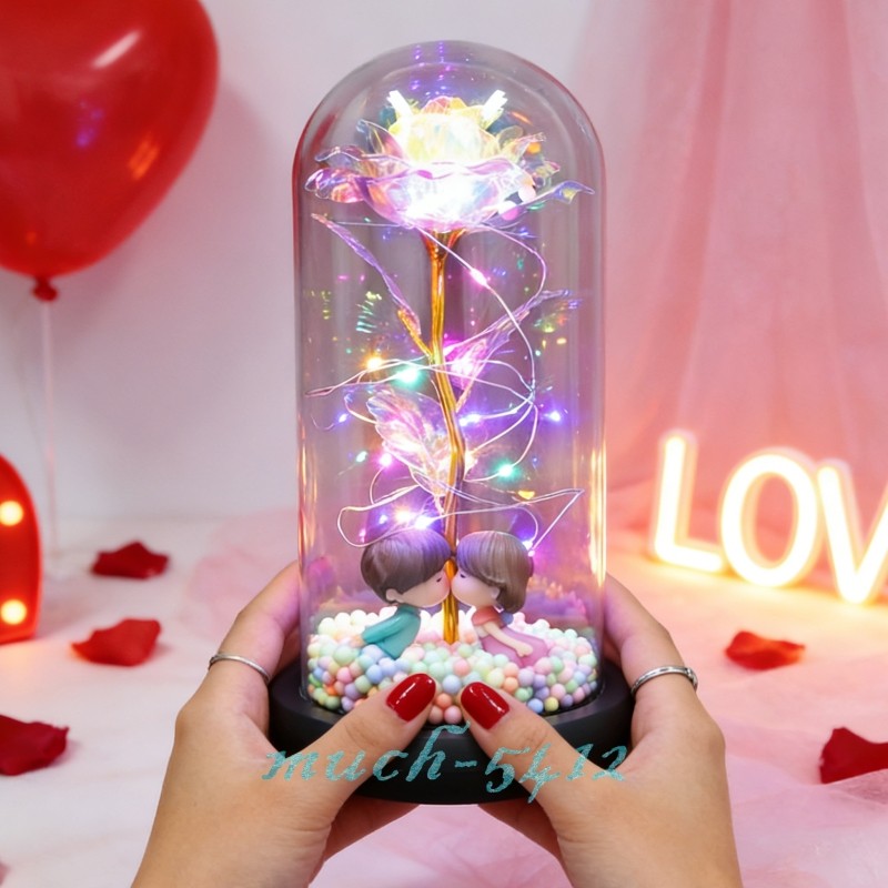 Rose Flower In Glass Gifts For Women Wife Her Valentine Girlfriend Birthday Gift
