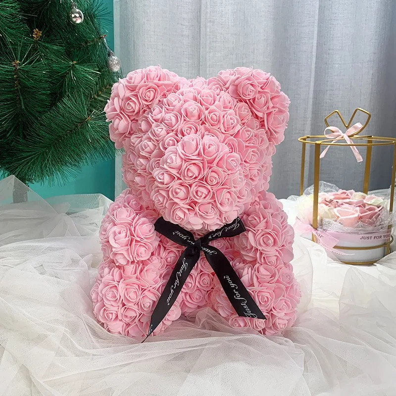 1pcs 25cm Rose Bear Artificial Foam Rose Flower Teddy Bear Valentines Day Gift B