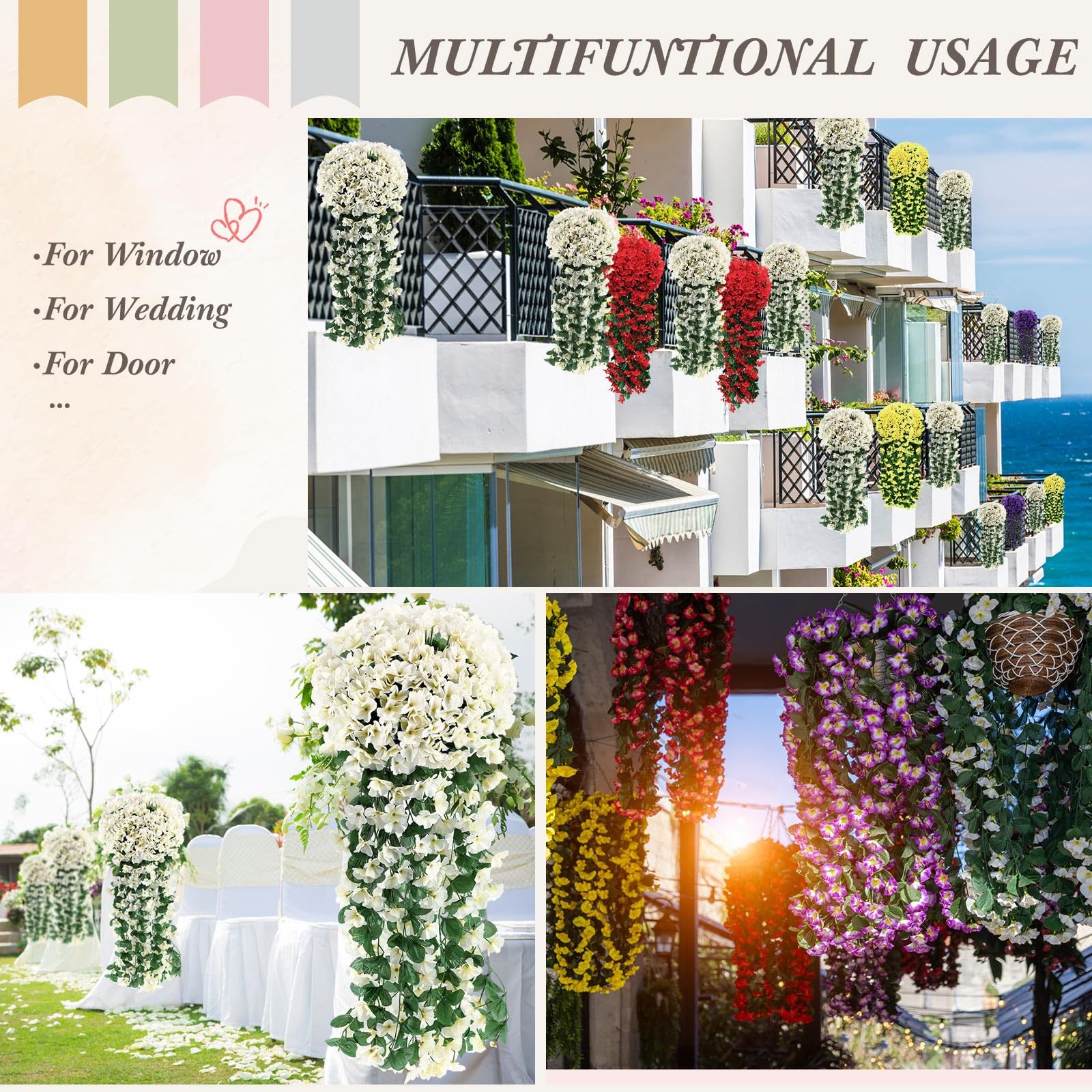 10 Pack 10 Pack Artificial Hanging Flowers Garland Arch Flowers for Wedding C…
