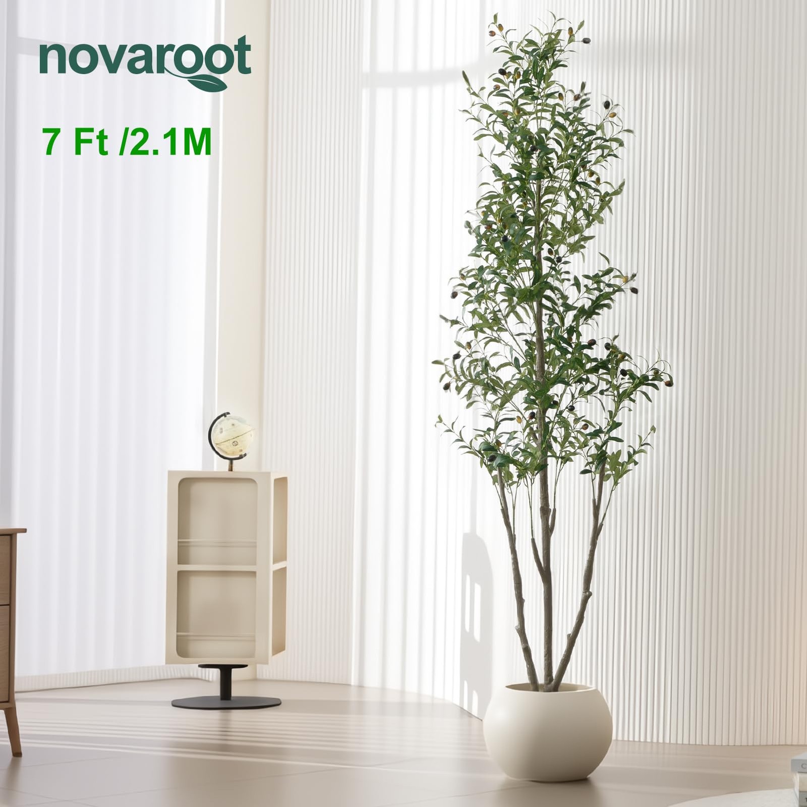Olive Trees Artificial Indoor, 7FT Tall Faux Olive Tree with Moss and Planter…