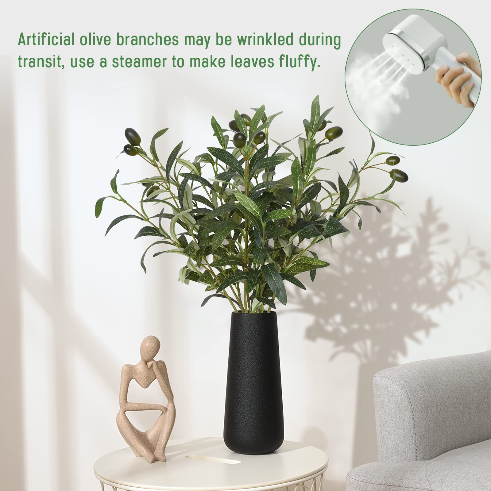 Faux Olive Branches for Vases, Olive Tree Branches with Lifelike Olives, Arti…