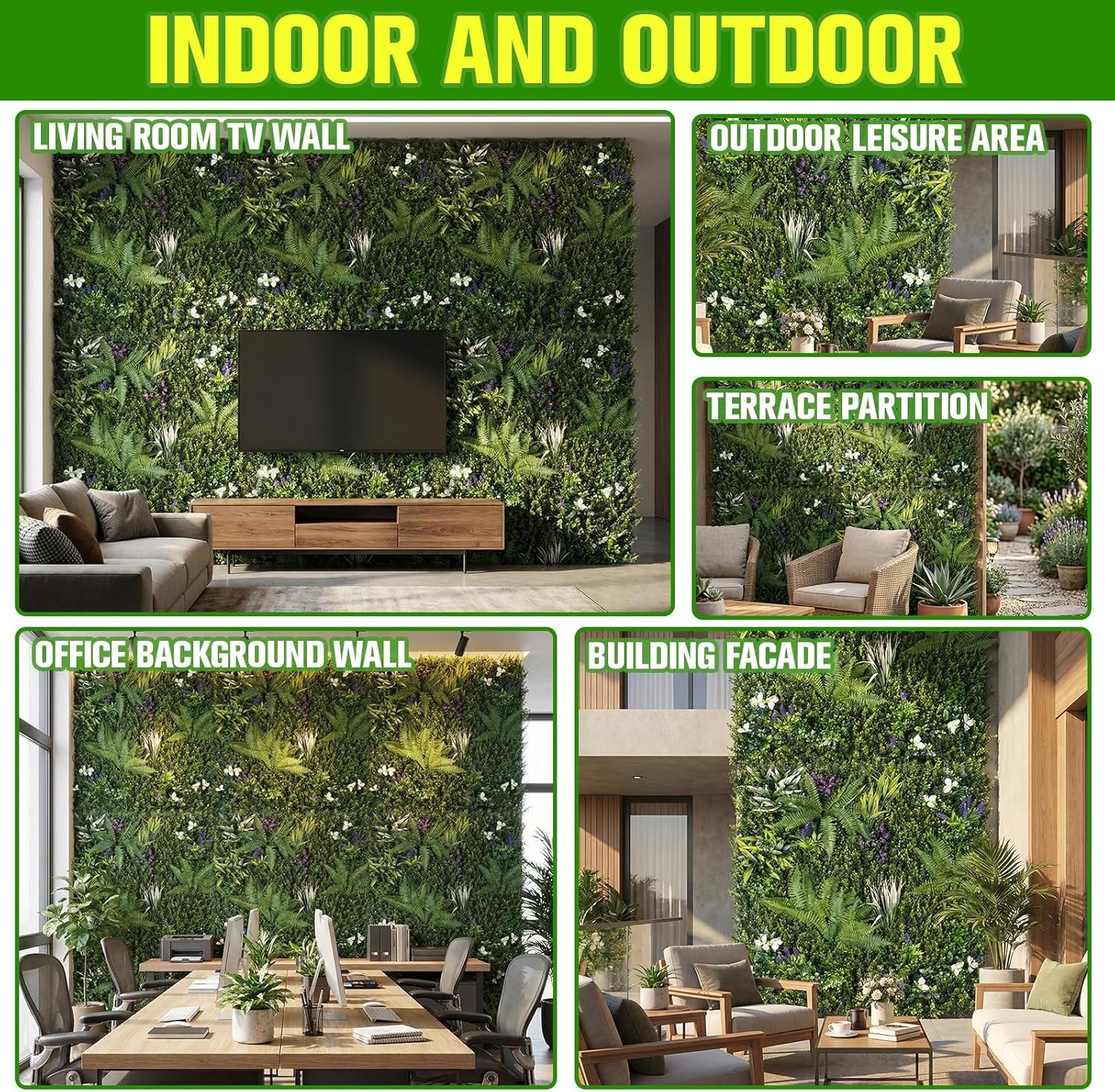 3 Pack 40×40 in Faux Greenery UV Resistant Privacy Fence Screen Hedge Wall Panel