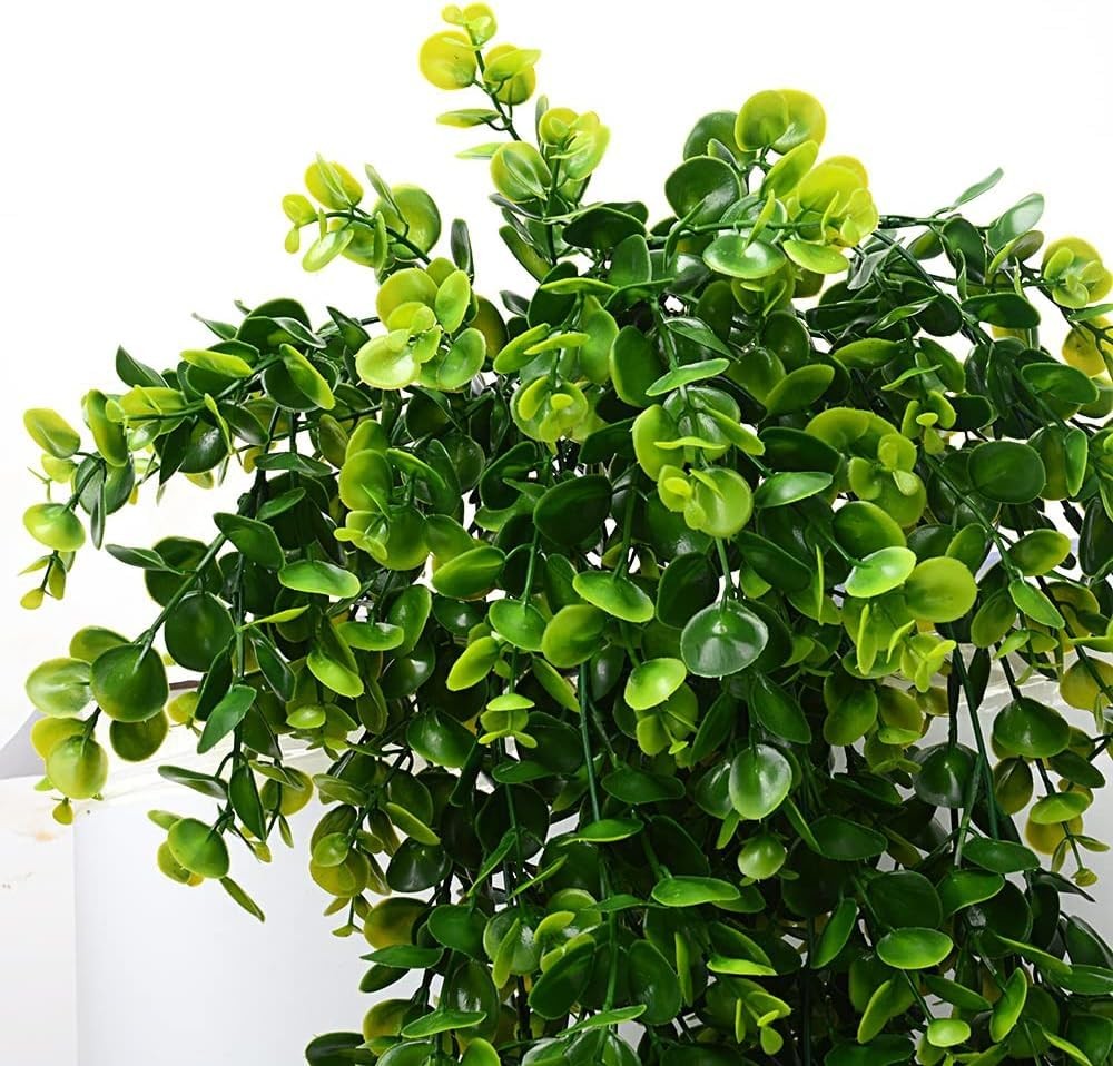 6pcs Artificial Hanging Plants Fake Hanging Plant Faux Eucalyptus Leaf Greene…