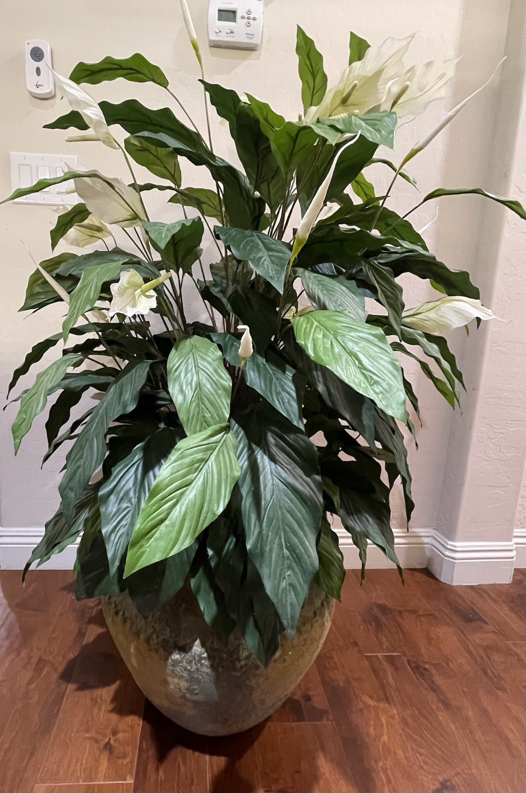 4 ft Artificial Silk Peace Lily Spathiphyllum Heavy 18″ Decorative Ceramic Pot