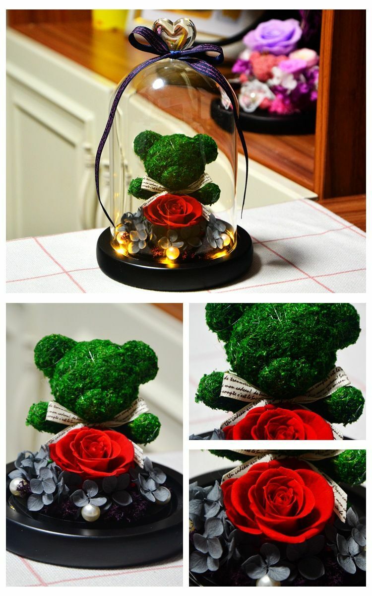 Eternal Rose Lovely Bear Wedding Mother Valentine Day Gifts For Women I Love You