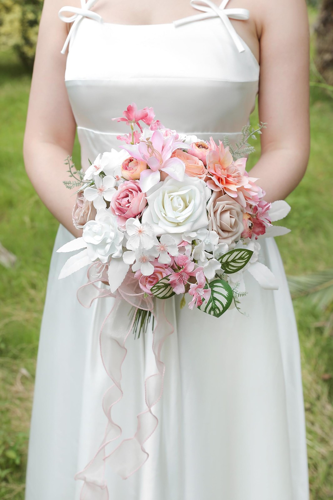 White Pink Artificial Flowers Silk Fake Roses Peonies Greenery Combo Box Set …