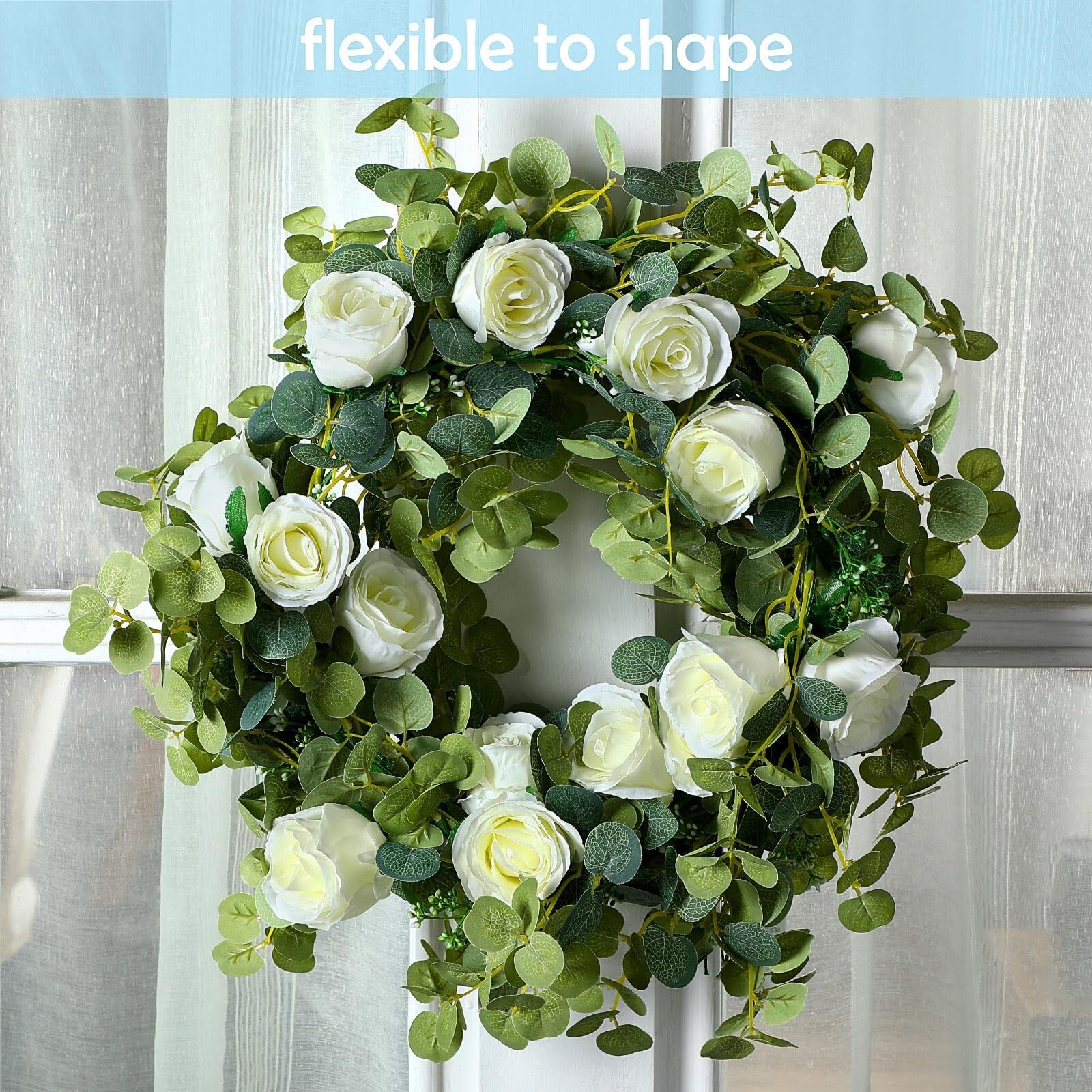 6 Pcs Wedding Garland Artificial Eucalyptus Garland Faux Flowers 5.91 ft Rose…