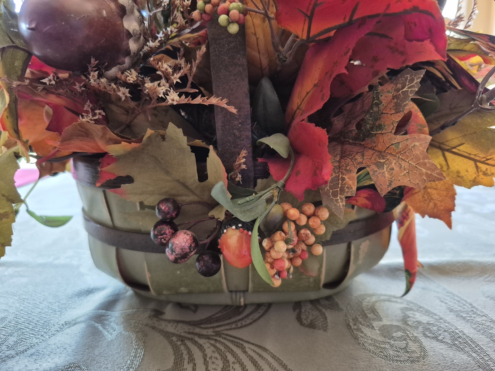 Autumn Fall Floral Basket Centerpiece Arrangement 18″