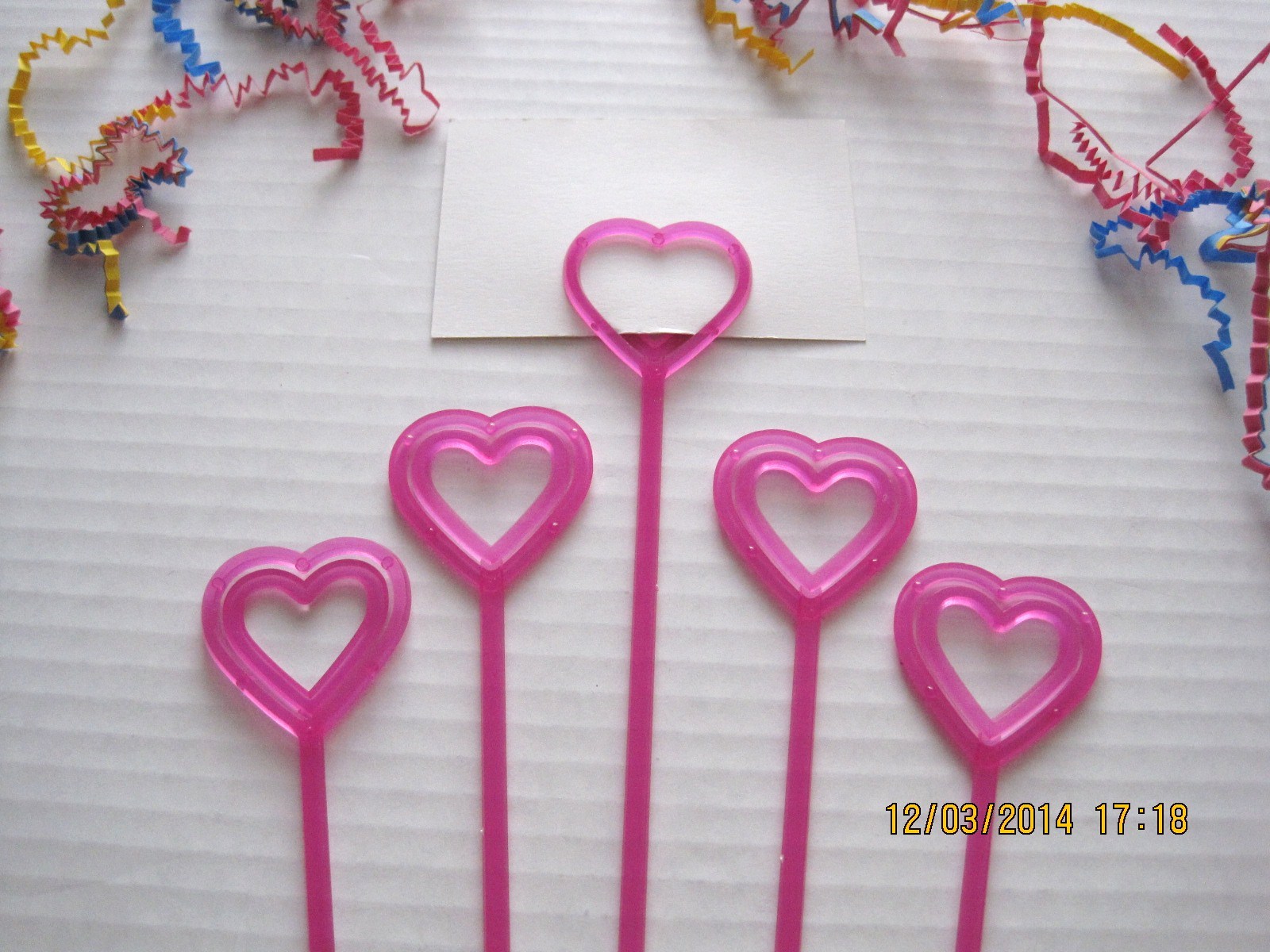 Floral Picks HEART, BUTTERFLY, STAR 12″ Pink, Red, Orange, Card Holders 12/Pk!