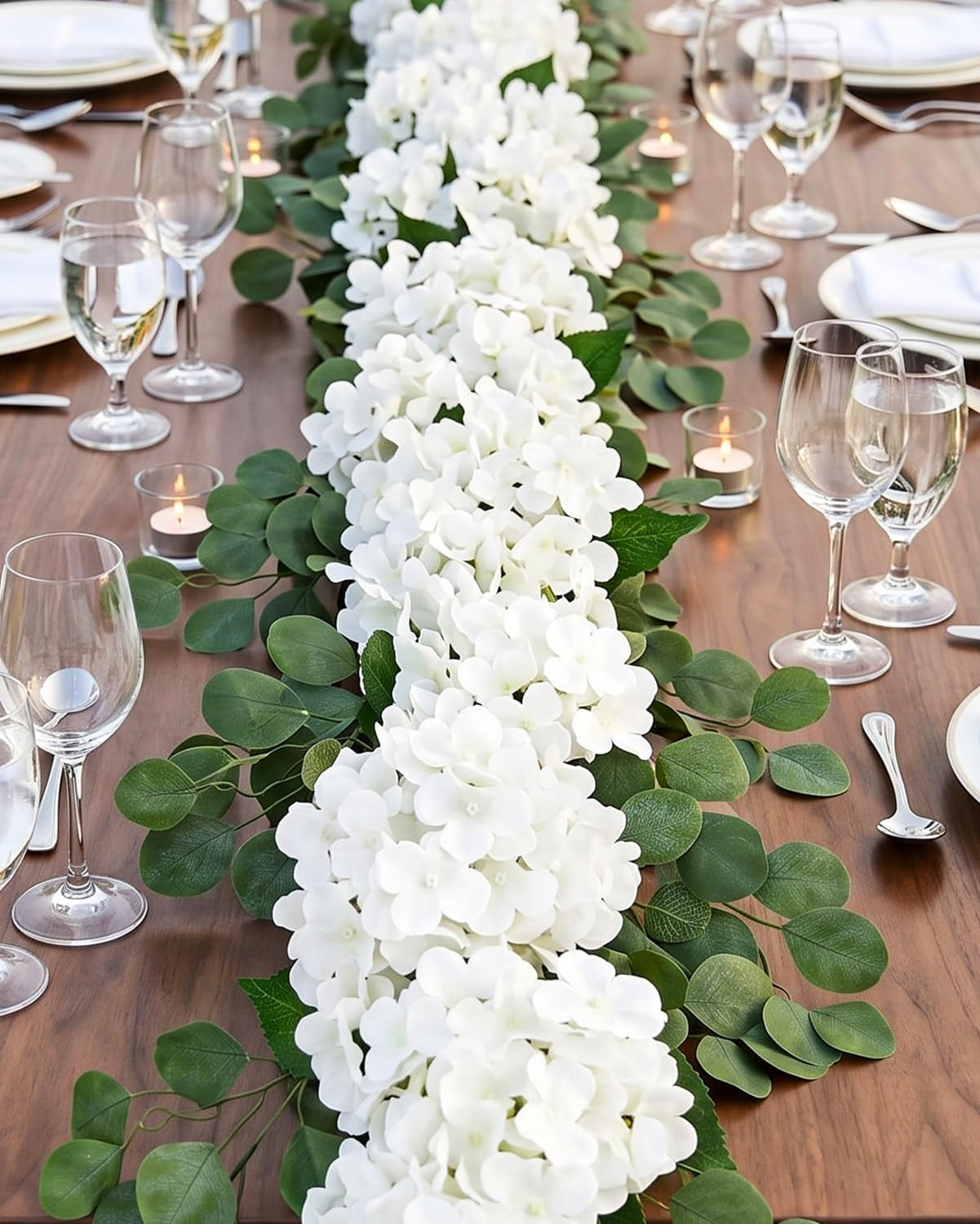 Auihiay Artificial Hydrangea Flower Garland, 2 Pcs Total 12Ft Wedding Arch Flowe