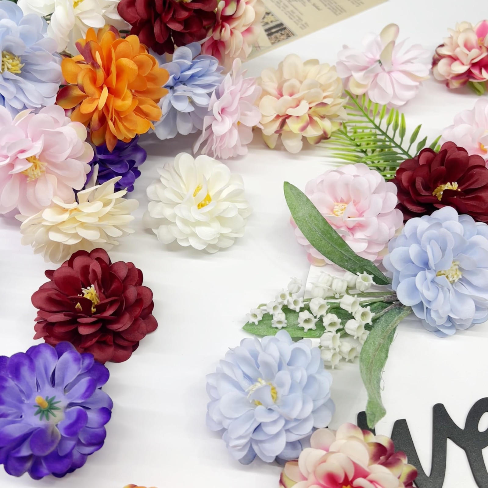 20 Artificial Flower Heads, 7 cm Multicolor Silk Flowers for Crafts