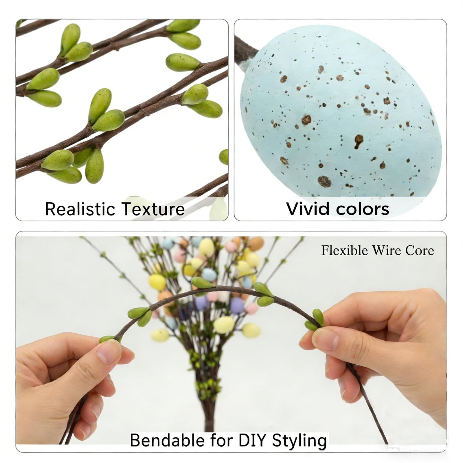 33 Pcs Easter Decorations for Tree – 30 Artificial Spring Berry Vine Stems & …