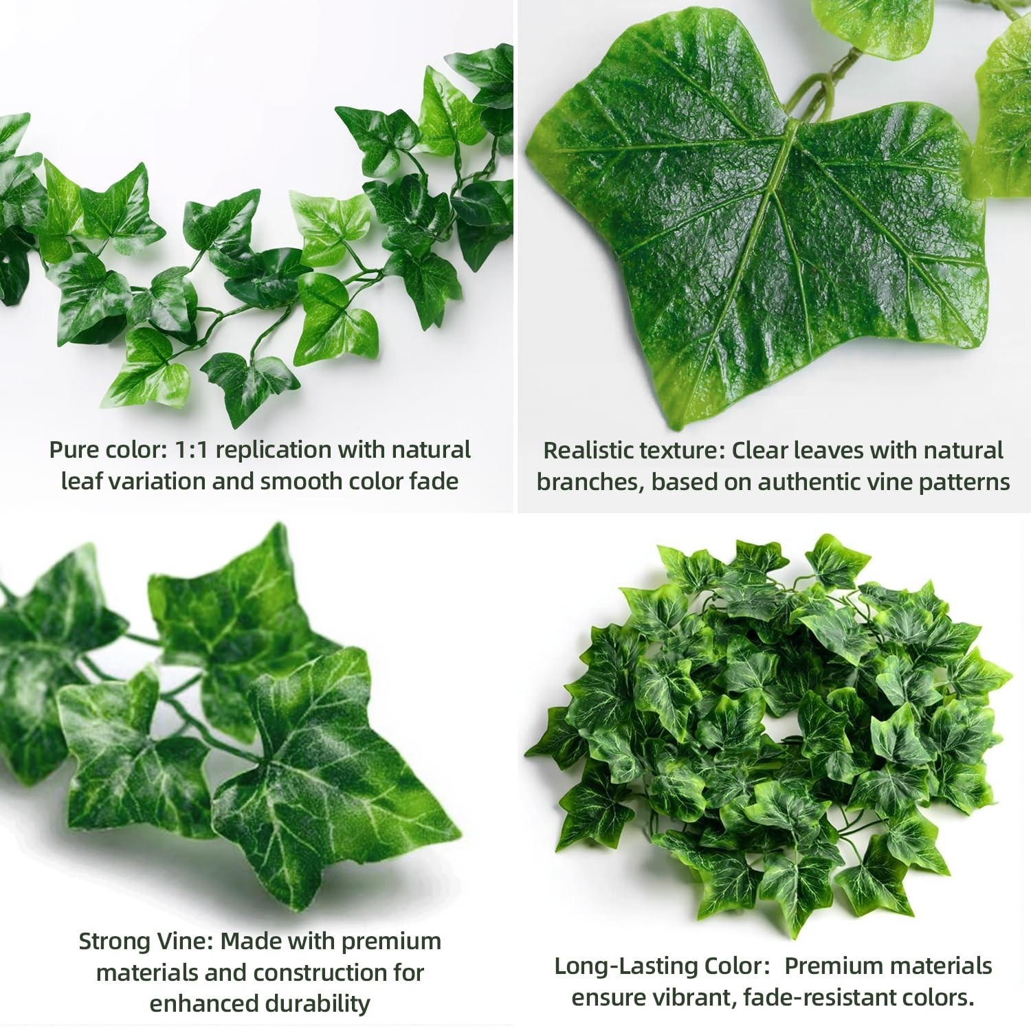 50 Pack 375ft Fake Ivy Vines – Artificial Greenery Garland for Indoor/Outdoor De